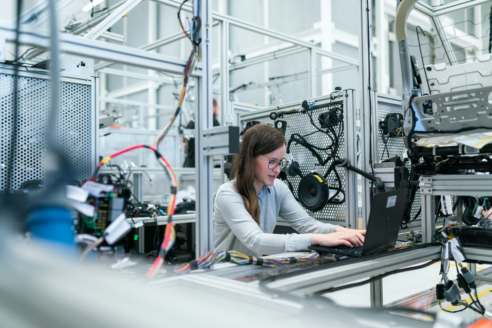 Engineer working with AI hardware in a real lab environment