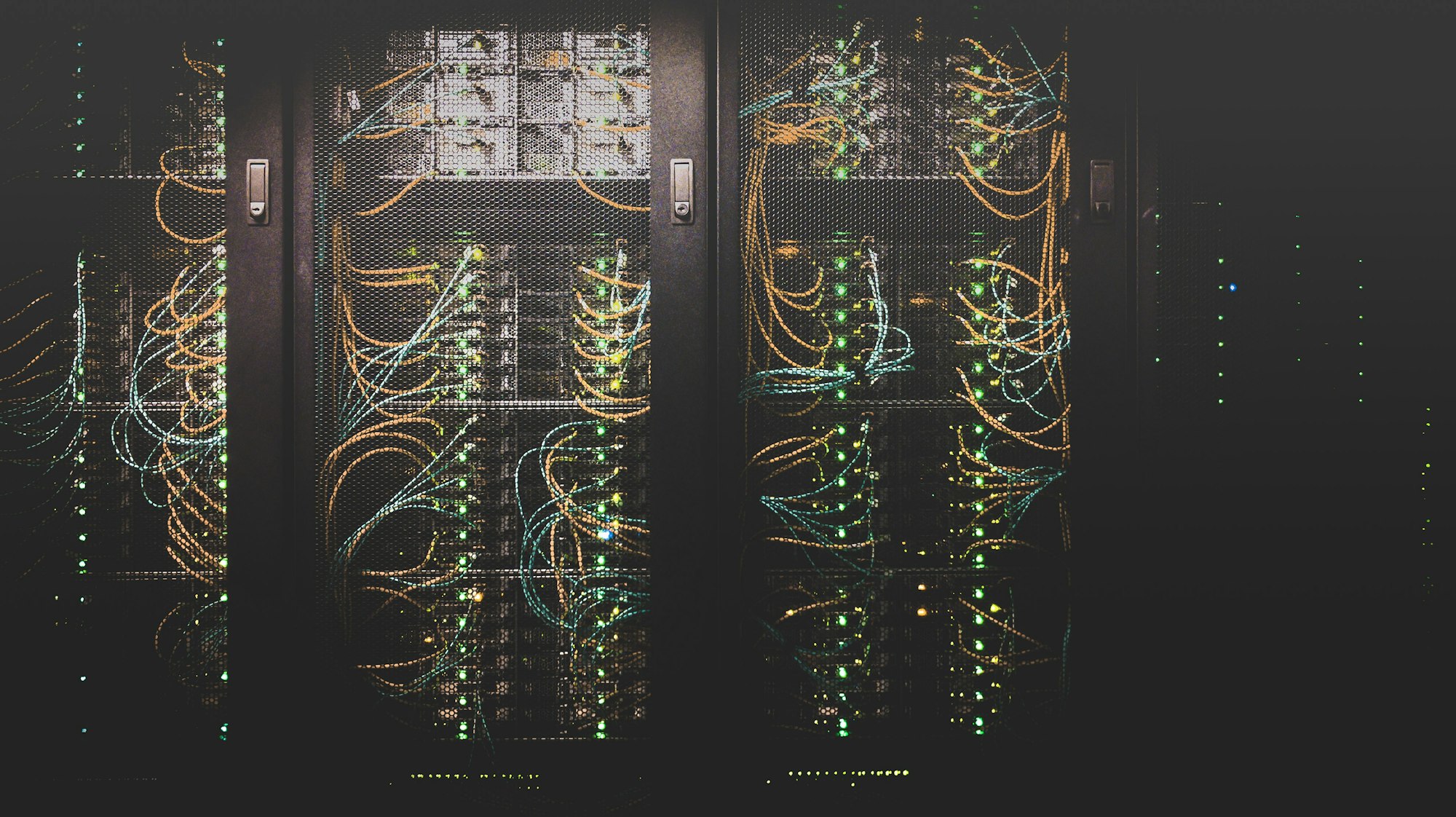 AI infrastructure - server racks with data flowing